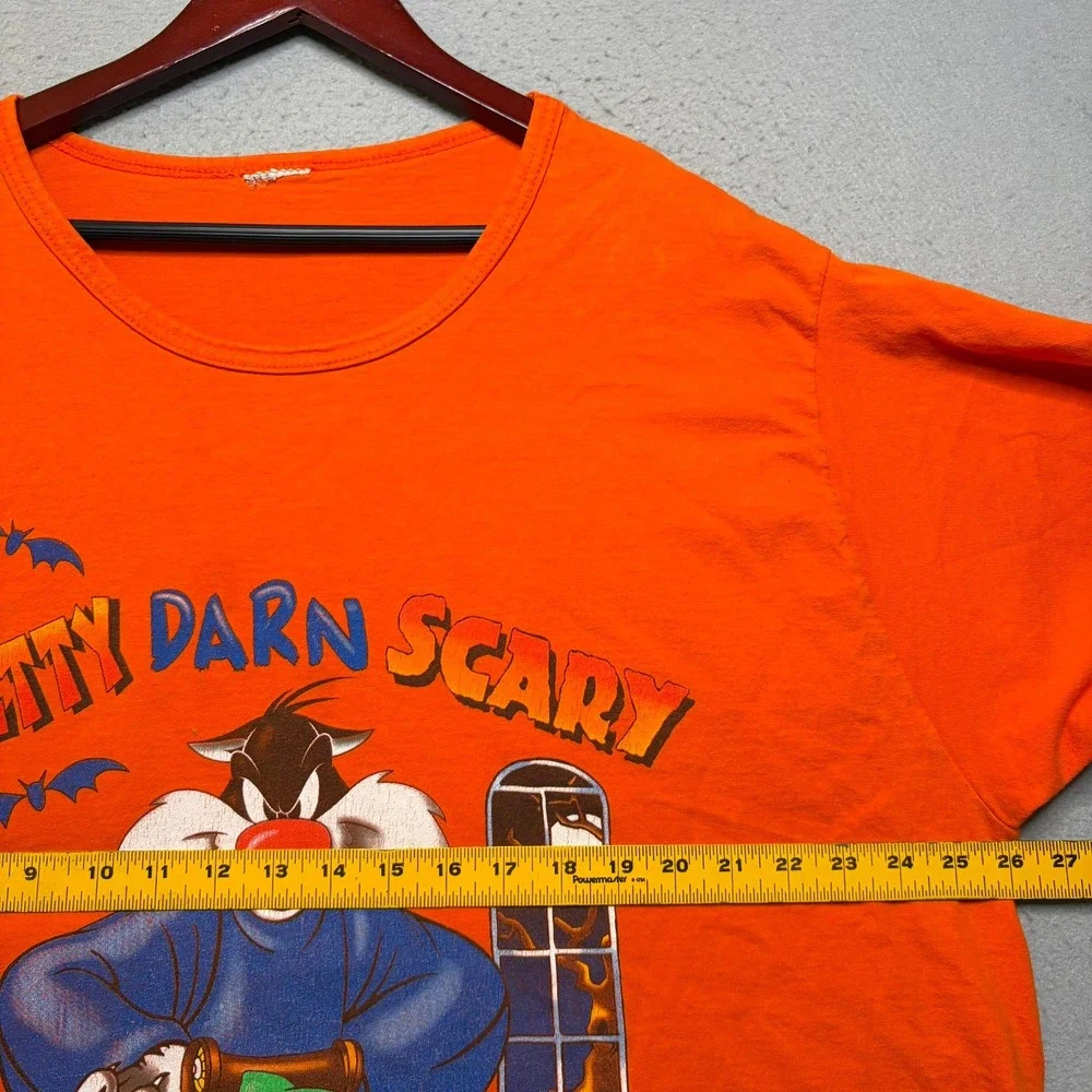 Looney Tunes T-Shirt Mens OSFA Orange Halloween Sylvester Tweety Vintage 90s 2XL